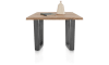 H&H - Bukavu - table 150 x 100 cm - plateau avec bords effet tronc d'abre - pied métal en V