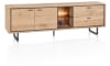 H&H - Jakarta - Lowboard 190 cm, 2 portes, 2 tiroirs, 2 compartiments ouverts avec LED