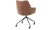 XOOON - Mats - Armlehnstuhl - Aluminium Gestell graphit + Rollen - Pala cognac + Luton kupfer