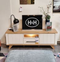 MEUBLE TV  170 cm - 1-tiroir + 1-niche + 2-portes rabattantes (+ LED)