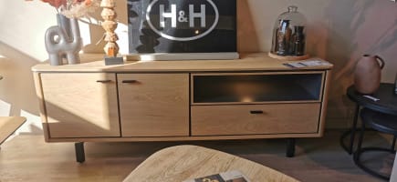 MEUBLE TV 170 cm - 2-portes + 1-porte rabattante + 1-niche