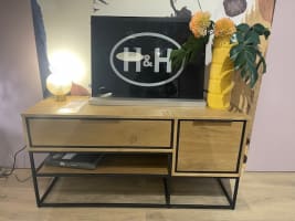 MEUBLE TV  120 cm - 1-porte + 1-tiroir + 1-niche (+ LED)