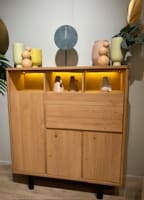 ARMOIRE 125 cm - 3-portes + 1-porte rabattante + 3-niches (+ LED)