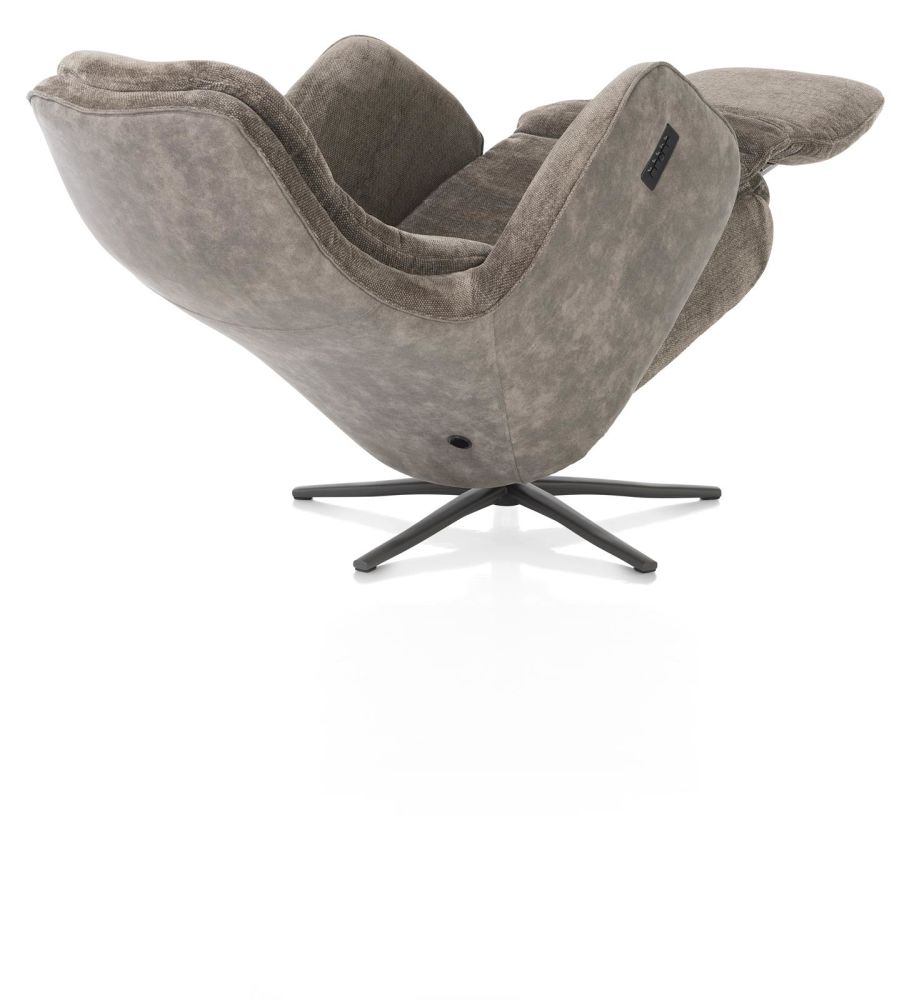 Felino, Relaxfauteuil 2-M. - Manuele Hoofdsteun - Poot Graphiet - Livigno Bruin/Oregon Lava