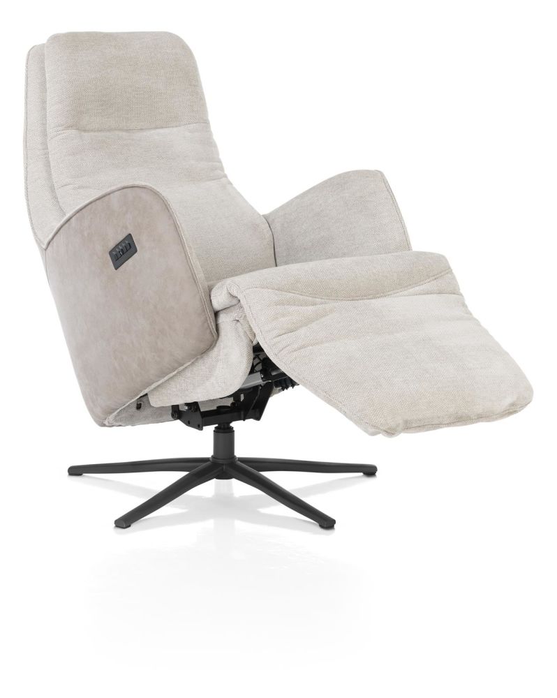 Felino, Relaxfauteuil 2-M. - Manuele Hoofdsteun - Incl.Accu - Poot Graphiet - Livigno/Oregon Kiezel