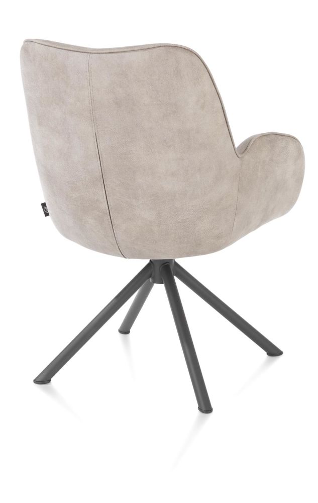 Riley, Armstoel 4-Poots Grafiet Frame - Draaibaar + Pocket - Stof Taurus - Kiezel