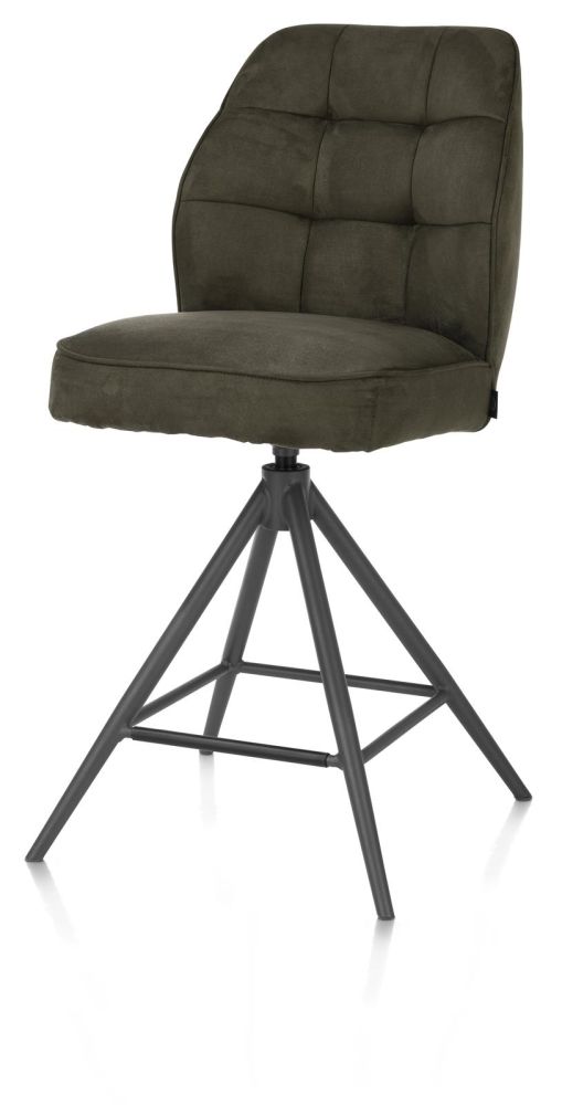 Bell, Barstoel - Graphiet Frame - Draaibaar - Pocket - Stof Calabria - Mosgroen
