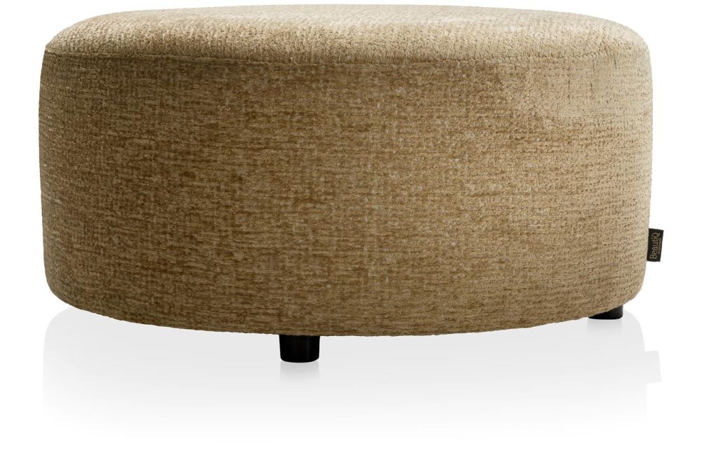 Beautiq - Chic Poef - Rond 80 Cm - Okergeel
