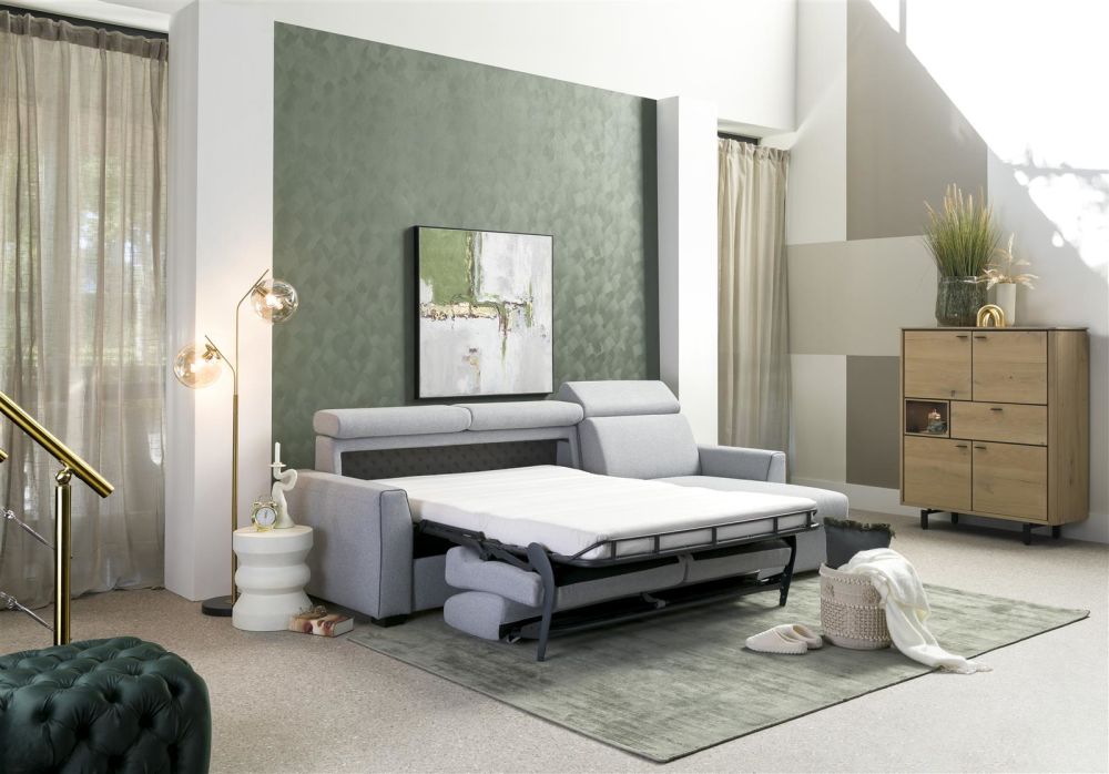 Vosges, 2.5-Zits + Longchair Rechts - Slaapbank 140 Cm - Stof Ponti