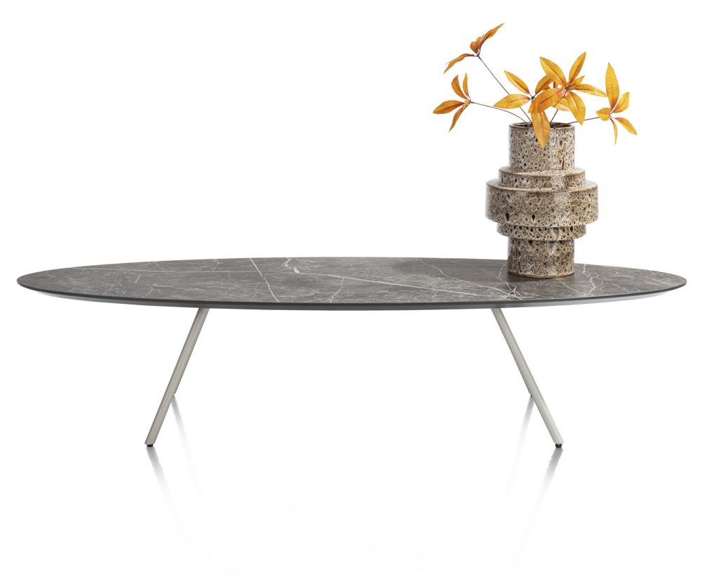 Niora, Salontafel 150 X 50 Cm - HPL Marmer Licht Grijs - Silk Grey