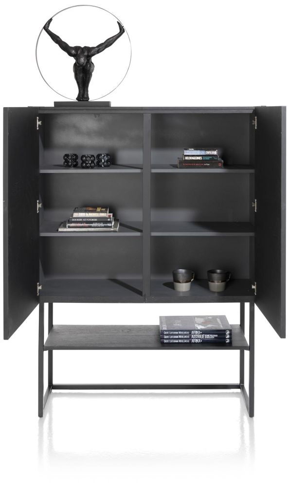 Carving, Highboard 120 Cm. - 2-Deuren - Castle Black