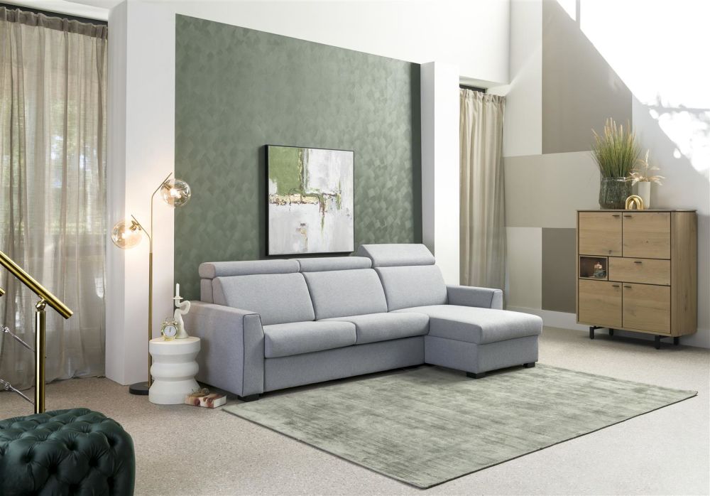 Vosges, 2.5-Zits + Longchair Rechts - Slaapbank 140 Cm - Stof Ponti