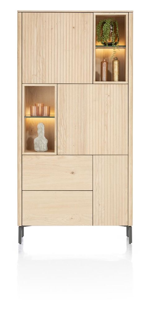 Trenton, Bergkast 95 Cm - 3-Deuren + 2-Laden + 4-Niches - Natural