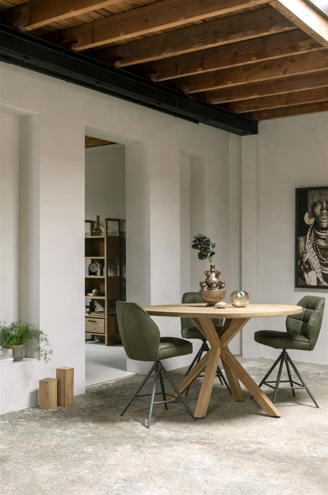 Bell, Barstoel - Graphiet Frame - Draaibaar - Pocket - Stof Calabria - Mosgroen