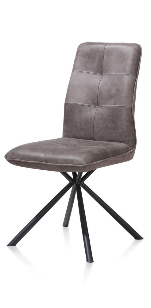 Milan Leder, Eetkamerstoel - Zwart Frame