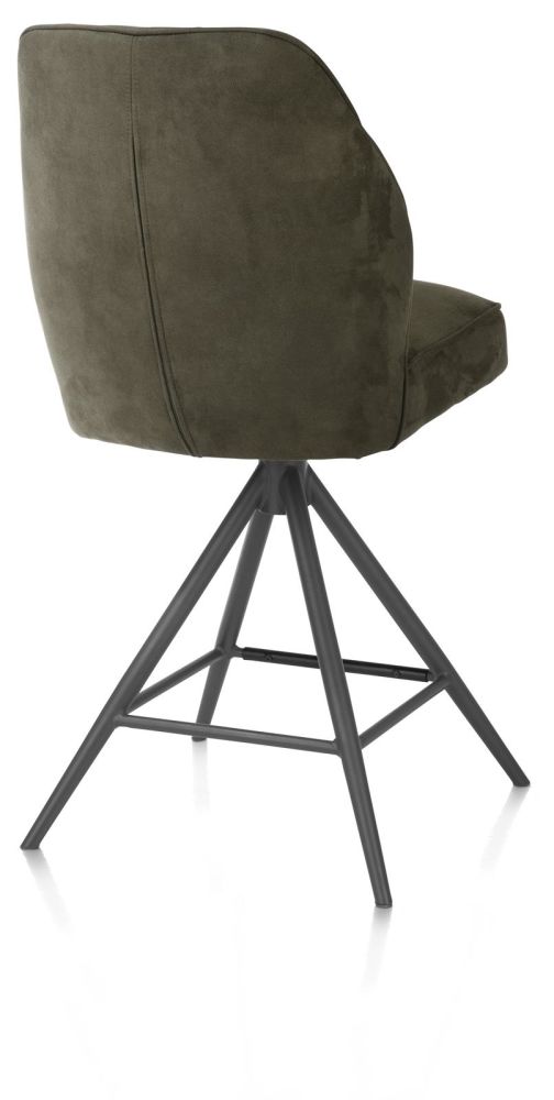 Bell, Barstoel - Graphiet Frame - Draaibaar - Pocket - Stof Calabria - Mosgroen