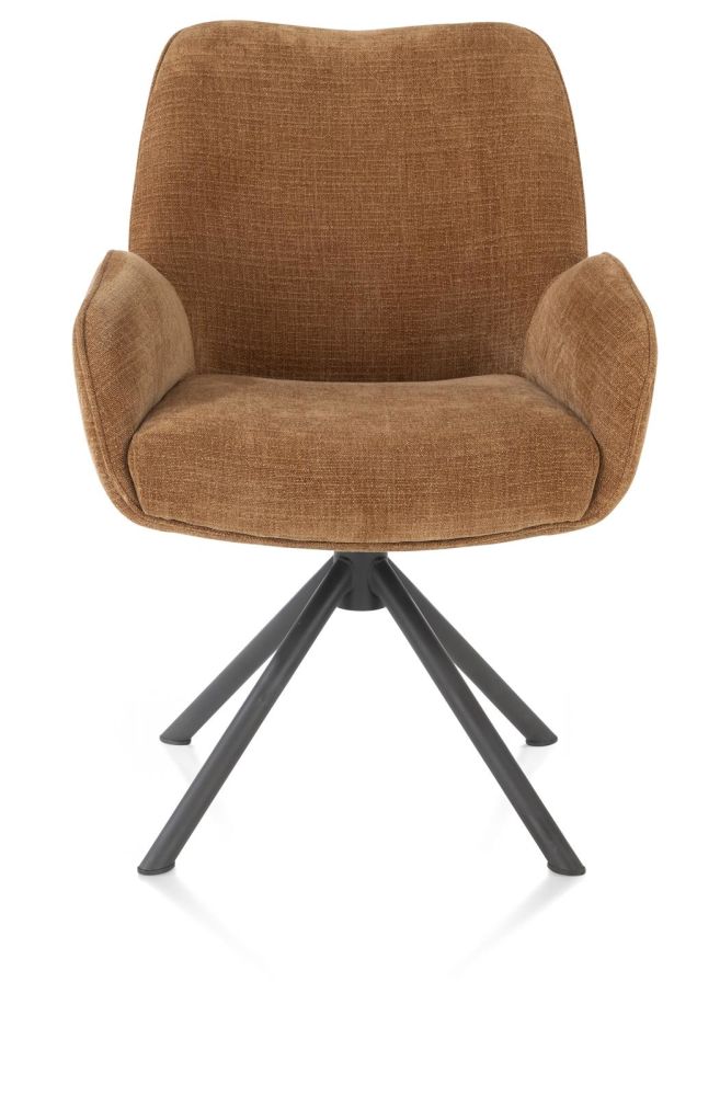 Riley, Armstoel 4-Poots Grafiet Frame - Draaibaar + Pocket - Stof Cadiz - Koper