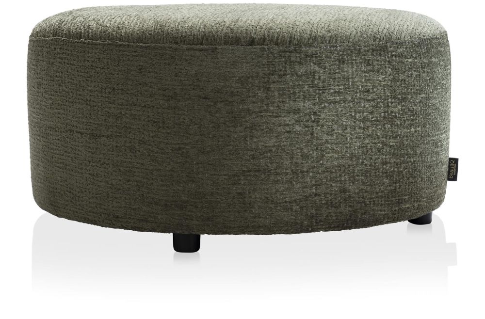 Beautiq - Chic Poef - Rond 80 Cm - Olijf
