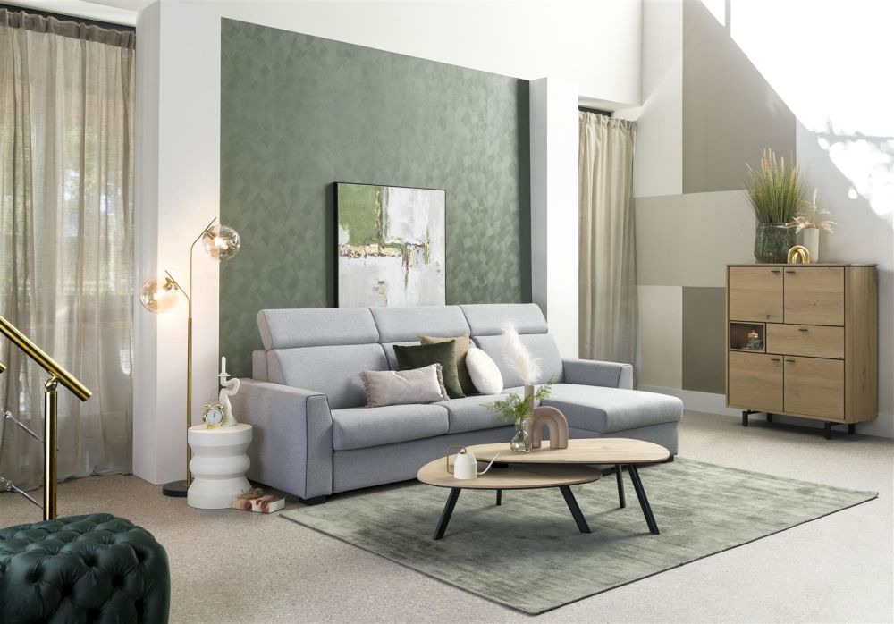 Vosges, 2.5-Zits + Longchair Rechts - Slaapbank 140 Cm - Stof Ponti