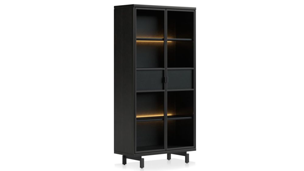 Ridgefield, Vitrine 100 Cm - 2-Glasdeuren + 2-Laden (+ LED) - Castle Antraciet
