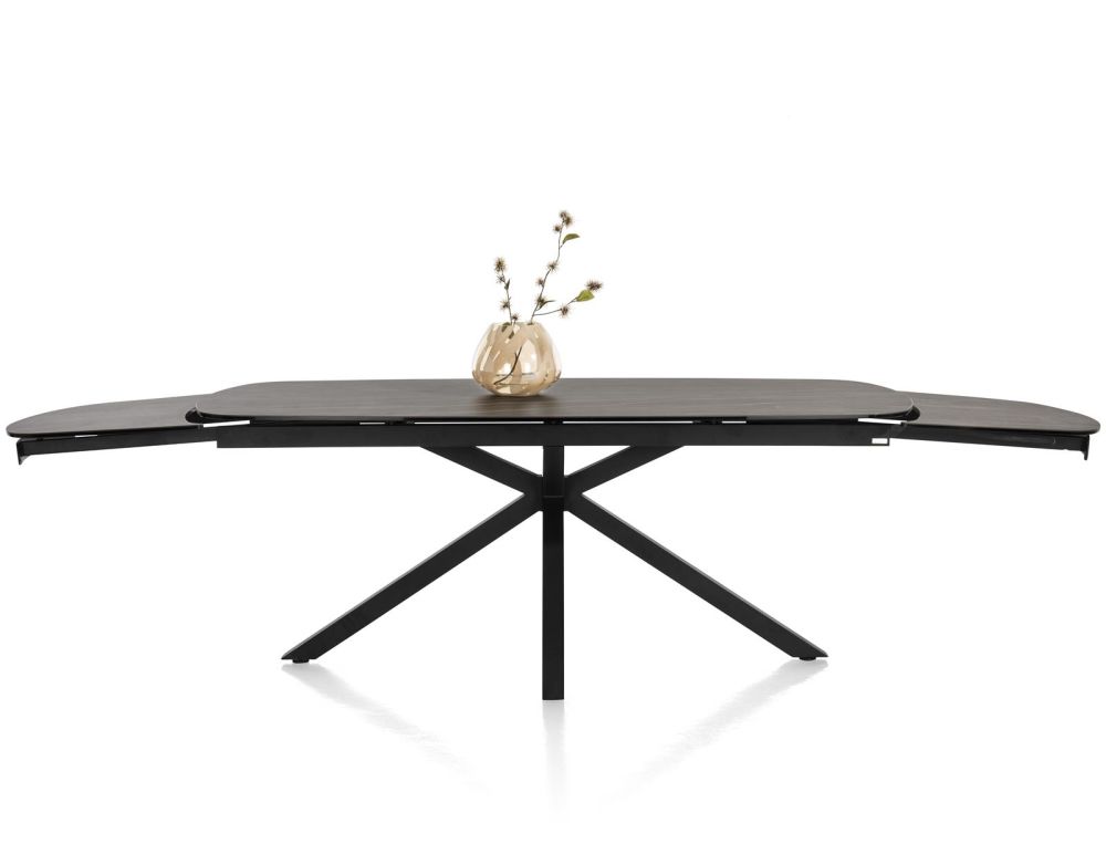 Montello, Uitschuiftafel 200 X 100 Cm. (+ 2 X 50) - Centrale Poot - Keramiek Blad - Zwart