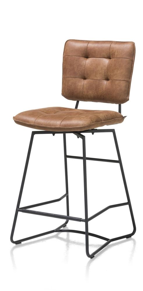 Julien, Barstoel - Zwart Frame - Corsica - Cognac