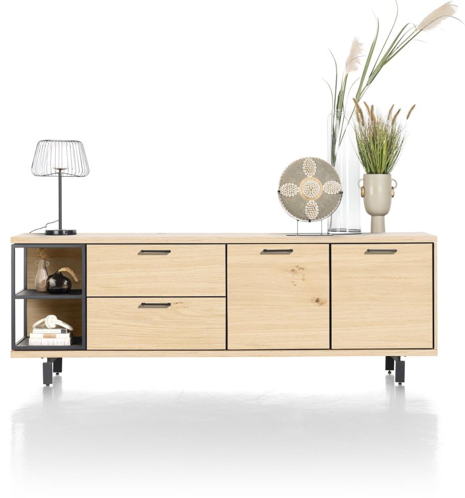 Ridgefield, Dressoir 230 Cm - 2-Deuren + 2-Laden + 2-Niches (+ LED) - Natural