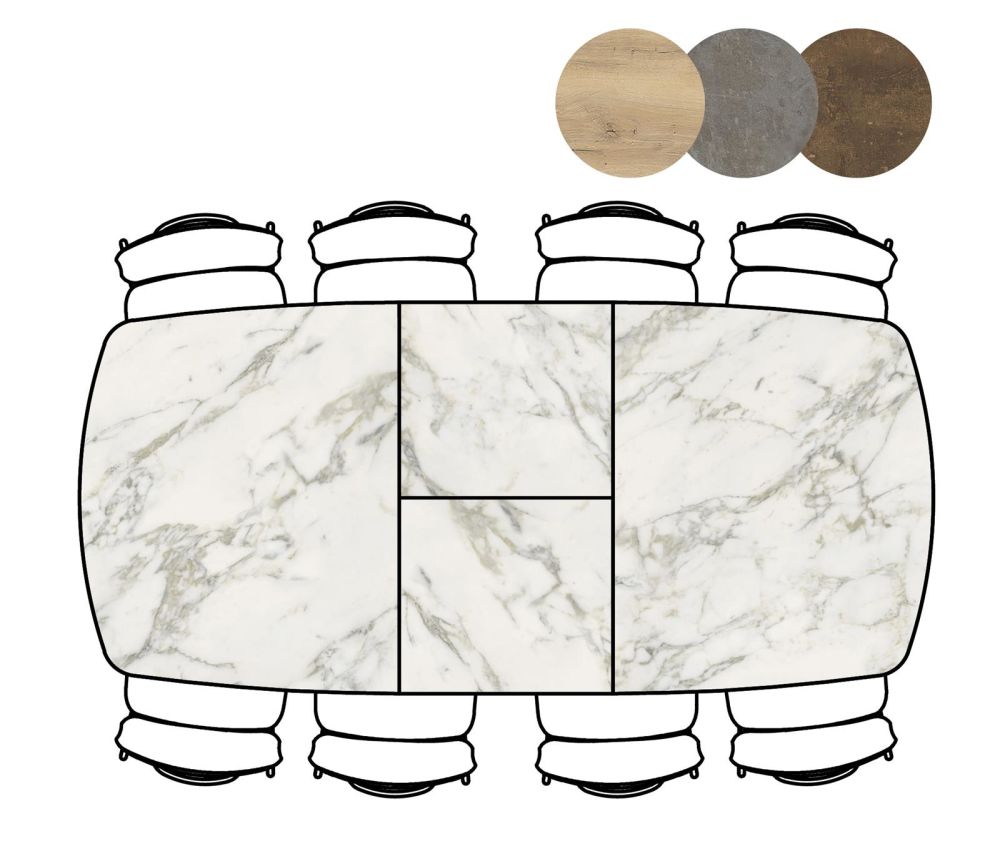 Masura, Uitschuiftafel Ovaal - 180 (+ 60) X 110 Cm - Wit