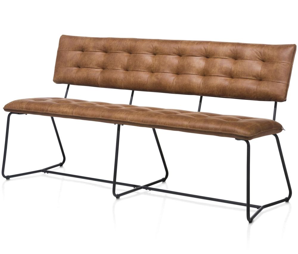 Julien, Eetkamer-Bankje 160Cm - Zwart Frame - Corsica - Cognac