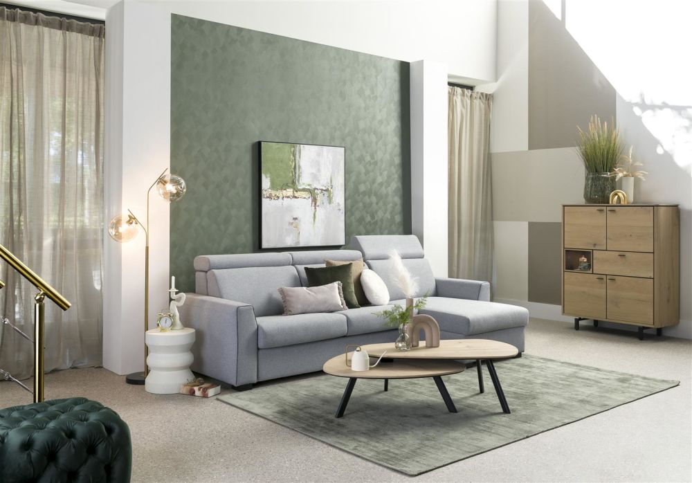 Vosges, 2.5-Zits + Longchair Rechts - Slaapbank 140 Cm - Stof Ponti