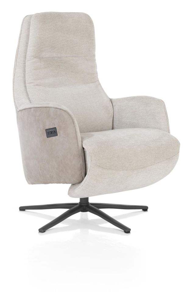 Felino, Relaxfauteuil 2-M. - Manuele Hoofdsteun - Incl.Accu - Poot Graphiet - Livigno/Oregon Kiezel