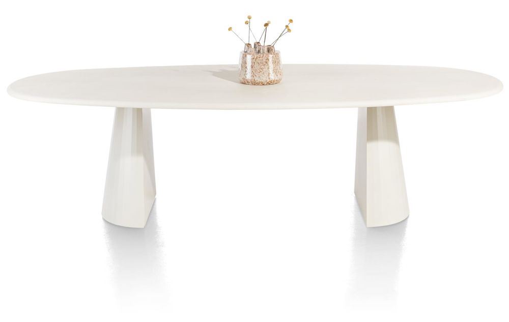 Lund, Eetkamertafel Ovaal 270 X 120 Cm. - Stone-Skin - Cone Poot - Nebbia
