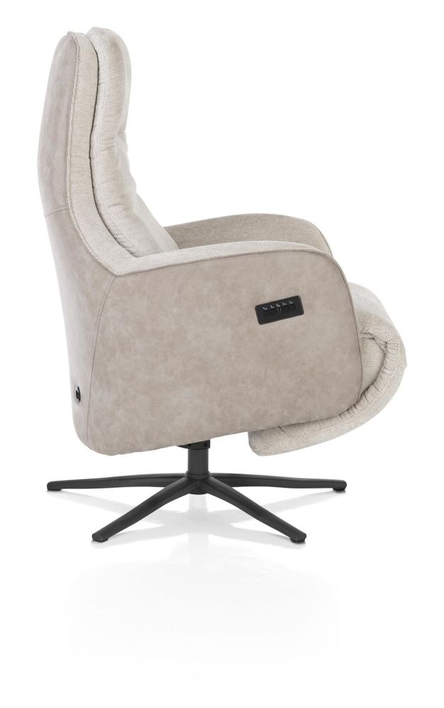 Felino, Relaxfauteuil 2-M. - Manuele Hoofdsteun - Incl.Accu - Poot Graphiet - Livigno/Oregon Kiezel