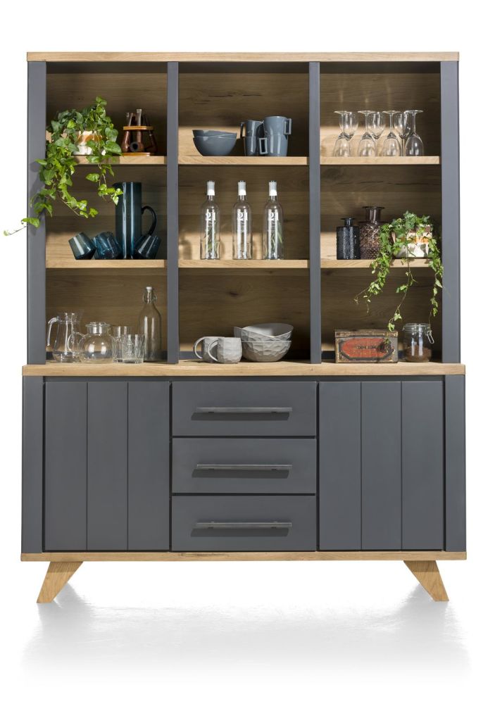 Jardin, Buffet 160 Cm - 2-Deuren + 3-Laden + 9-Niches - Antraciet