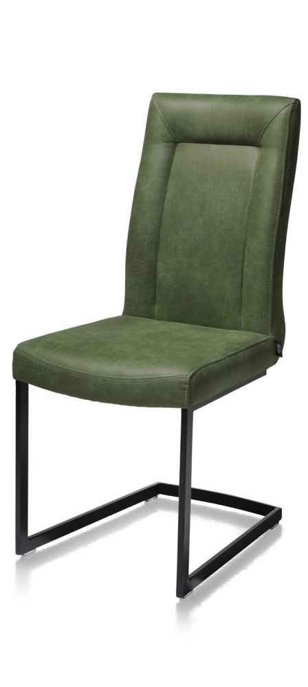 Malene, Eetkamerstoel - Zwart - Swing Recht + Greep Recht - Stof Secillia - Groen