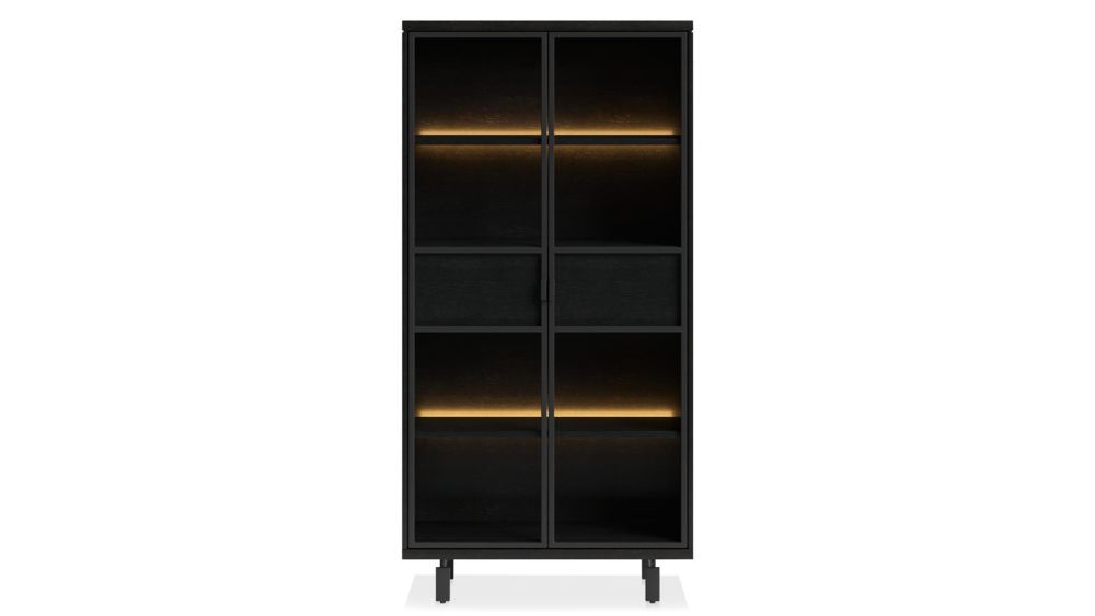 Ridgefield, Vitrine 100 Cm - 2-Glasdeuren + 2-Laden (+ LED) - Castle Antraciet