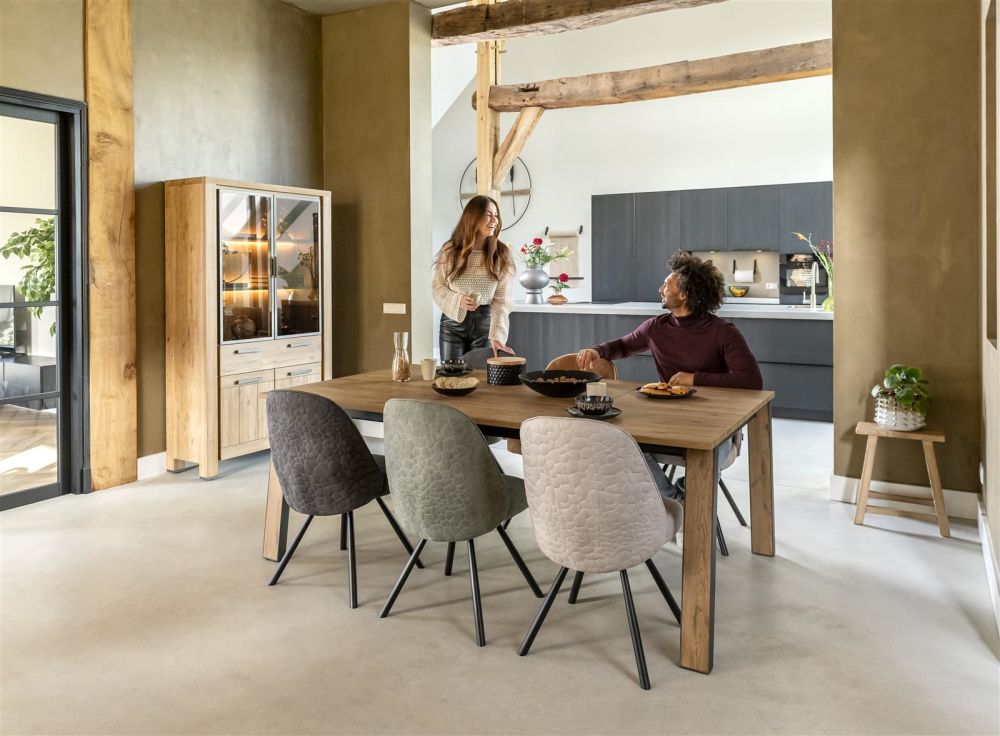 Delmonte, Vitrine 110 Cm - 2-Glasdeuren + 2-Deuren + 1-Lade (+ LED)