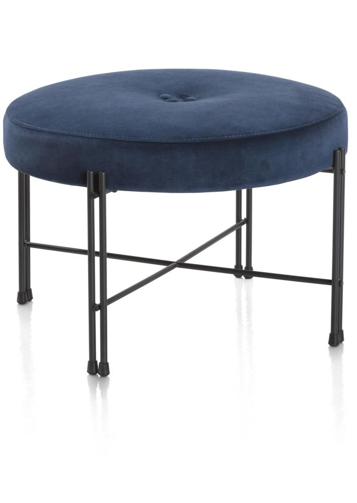 Rosi, Poef Groot + Frame Knock Down - Stof Serena - Donkerblauw