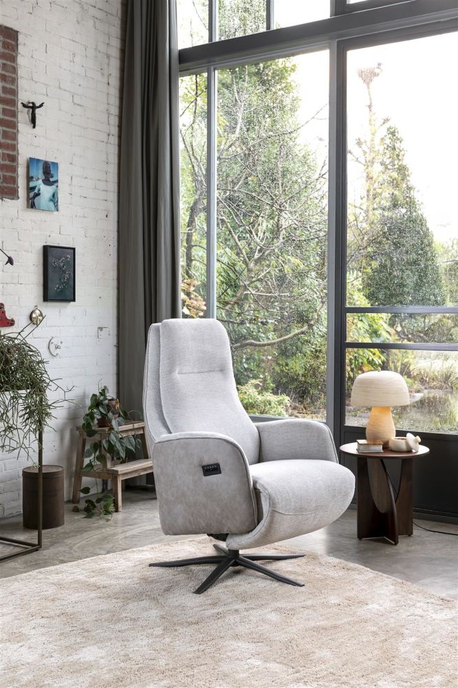 Felino, Relaxfauteuil 2-M. - Manuele Hoofdsteun - Incl.Accu - Poot Graphiet - Livigno/Oregon Kiezel