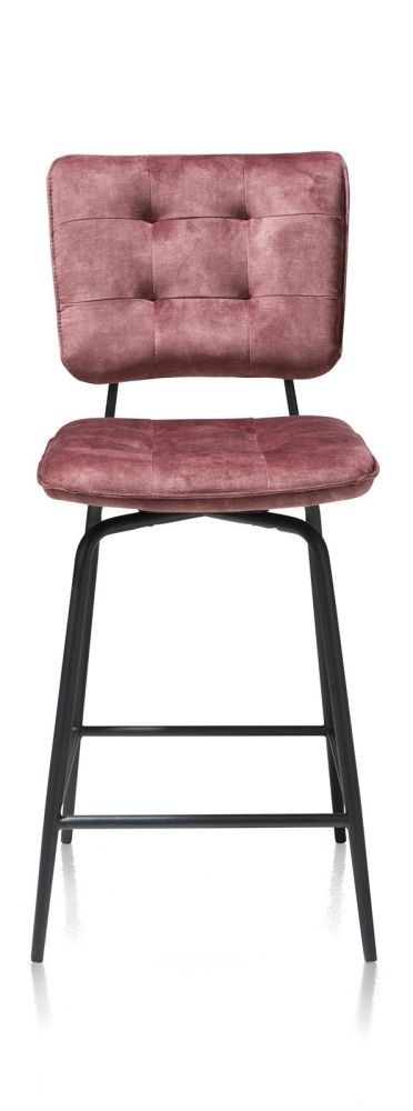 Manou, Barstoel - Off Black - Stof Karese - Burgundy Red