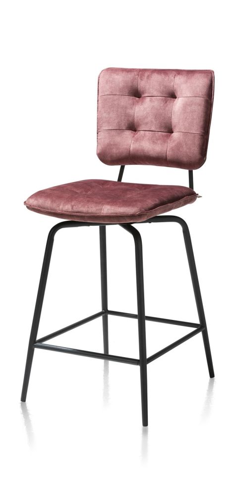 Manou, Barstoel - Off Black - Stof Karese - Burgundy Red