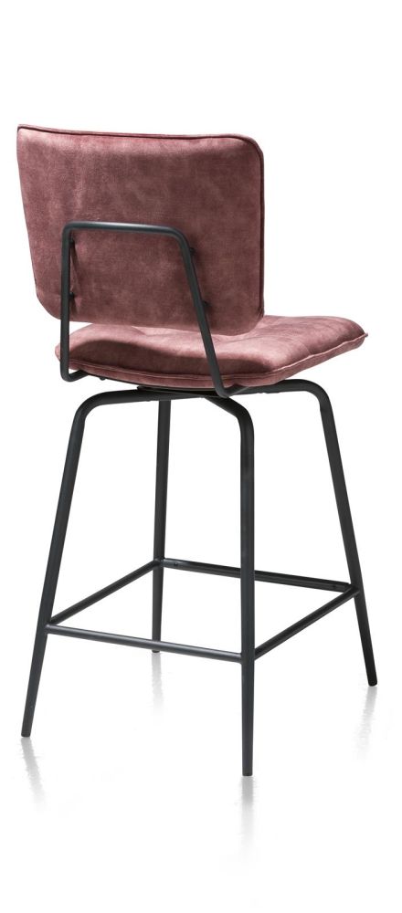 Manou, Barstoel - Off Black - Stof Karese - Burgundy Red