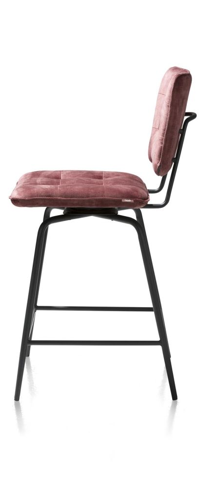 Manou, Barstoel - Off Black - Stof Karese - Burgundy Red