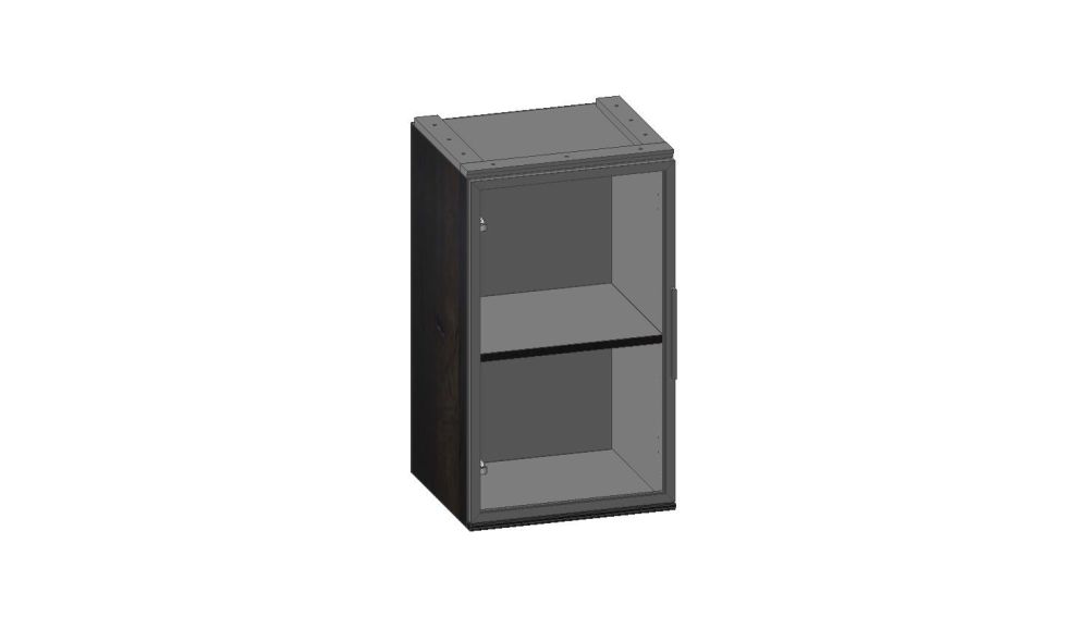 Modulo, Kast 45 Cm - Hoog - 2 Nivo's - 1-Glasdeur - Onyx