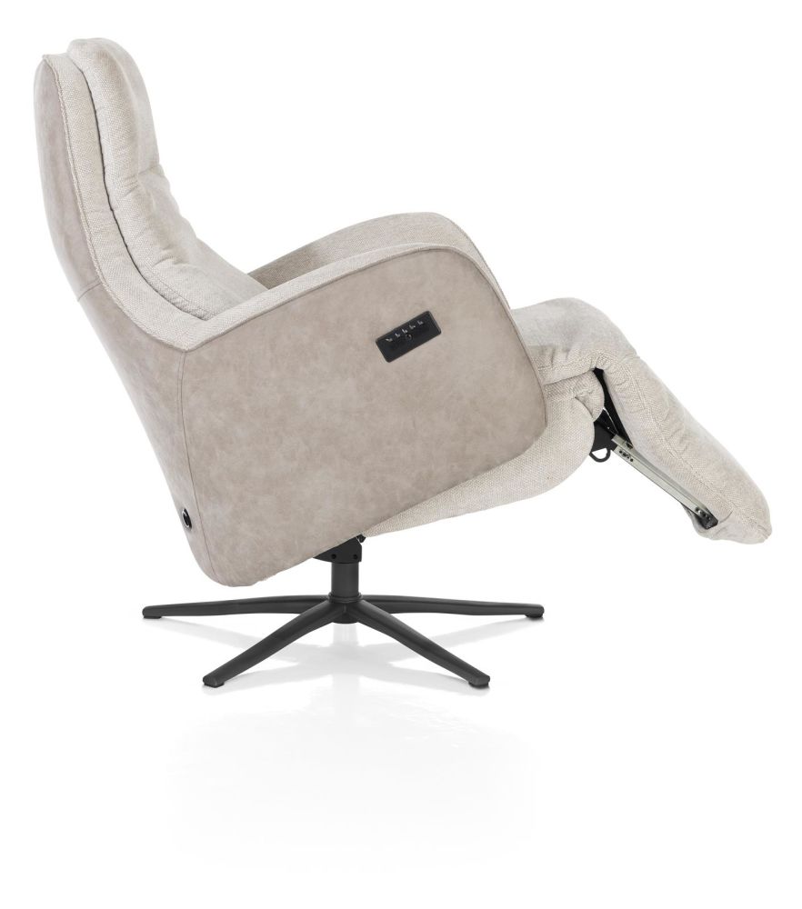 Felino, Relaxfauteuil 2-M. - Manuele Hoofdsteun - Incl.Accu - Poot Graphiet - Livigno/Oregon Kiezel