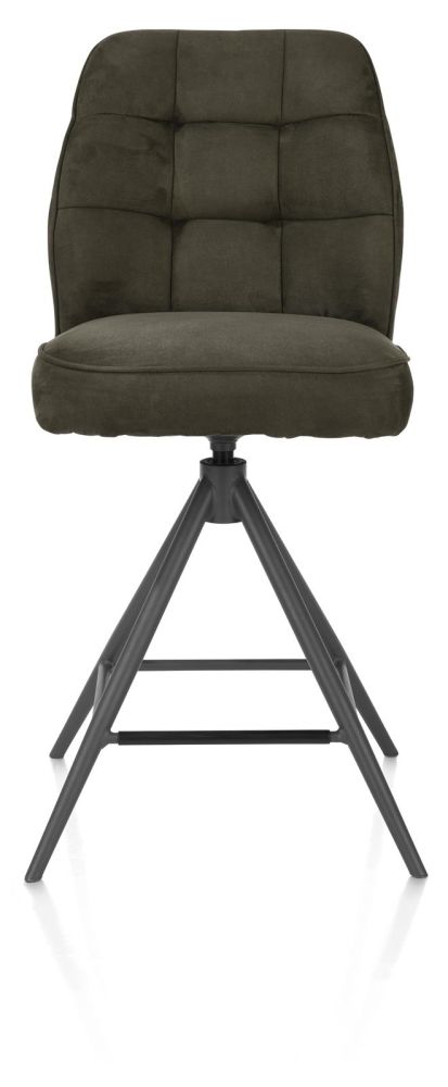 Bell, Barstoel - Graphiet Frame - Draaibaar - Pocket - Stof Calabria - Mosgroen