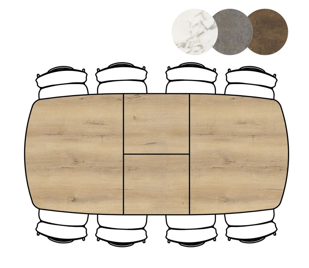 Masura, Uitschuiftafel Ovaal - 180 (+ 60) X 110 Cm - Eiken