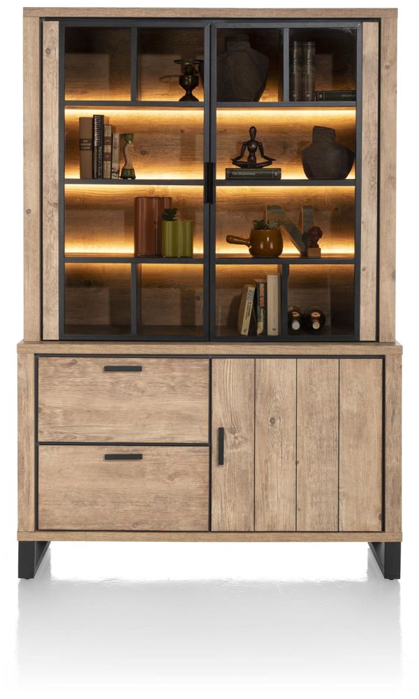 Pavarotti, Buffetkast 140 Cm - 2-Glasdeuren + 1-Deur + 2-Laden (+ LED)