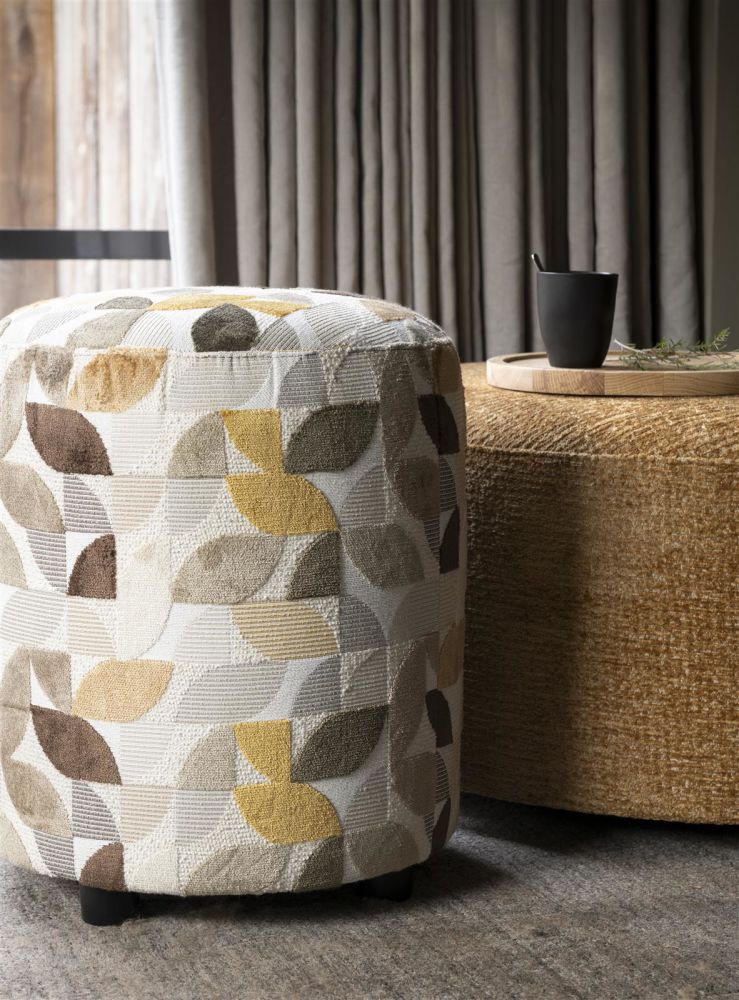 Beautiq - Chic Poef - Rond 80 Cm - Okergeel