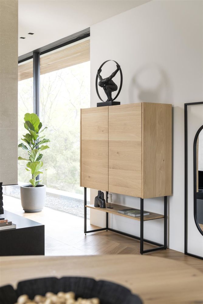 Carving, Highboard 120 Cm. - 2-Deuren - Natural